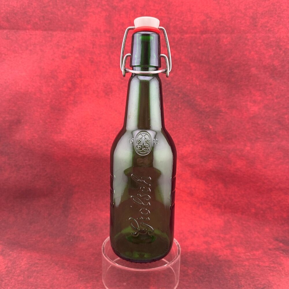 GROLSCH BEER VINTAGE GREEN GLASS BOTTLE WITH ICONIC PORCELAIN SWING-TOP LID